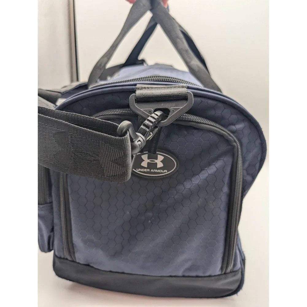Under Armour Navy Blue Hexagon Ripstop Duffel Bag Gym Travel Bag